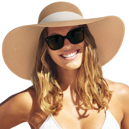 FURTALK Womens Sun Straw Hat Wide Brim Summer Hat Foldable Packable Floppy Beach Hats for Women