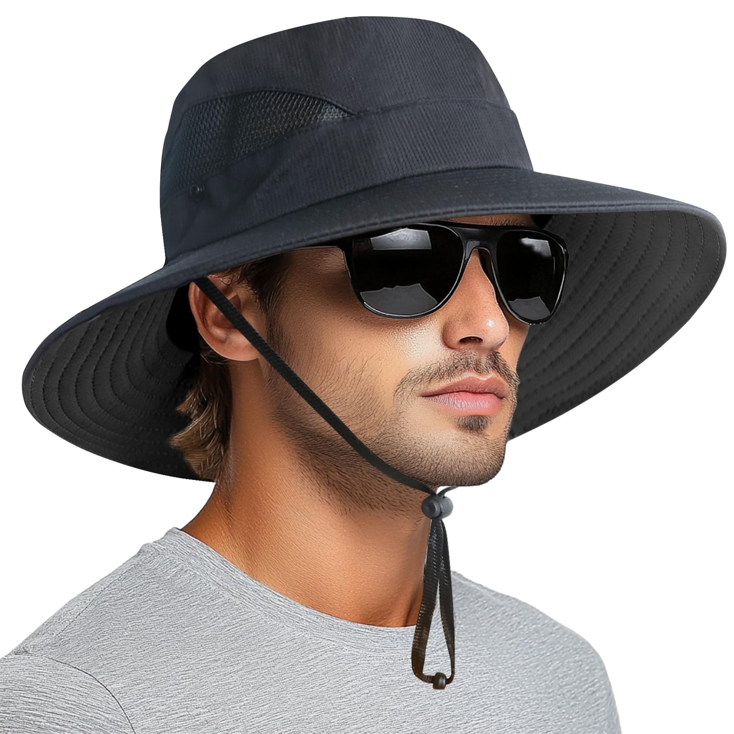 PFFY Sun Hats for Men Women Wide Brim Bucket Hat UPF 50+ Outdoor Beach Hiking Fishing Hat