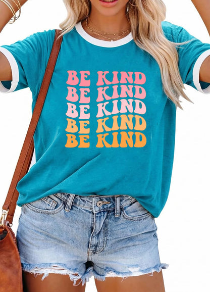 YEXIPO Graphic Tees for Women Short Sleeve Summer Tops Funny Letter Printed Loose Casual T Shirts