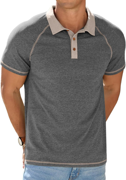 Sailwind Mens Cotton Polo Shirts Short Sleeve Raglan Collared Casual Summer Fashion Golf Shirts