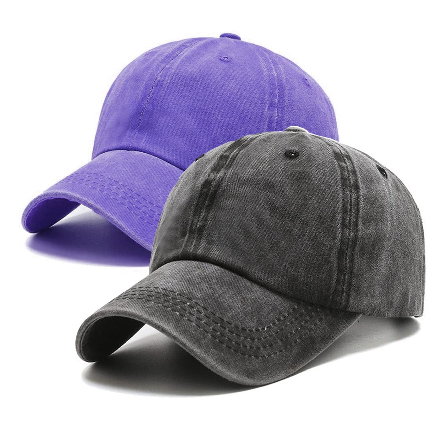 PFFY 2 Packs Vintage Washed Distressed Baseball Cap Golf Dad Hat for Men Women