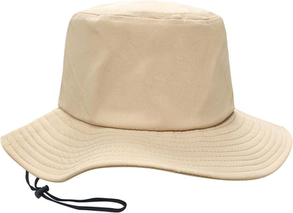 PFFY Bucket Hat for Women Men Lightweight Sun Beach Fishing Cap with Detachable Chin Strap Khaki（with Chin Strap）