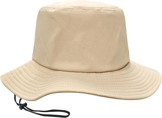 PFFY Bucket Hat for Women Men Lightweight Sun Beach Fishing Cap with Detachable Chin Strap Khaki（with Chin Strap）