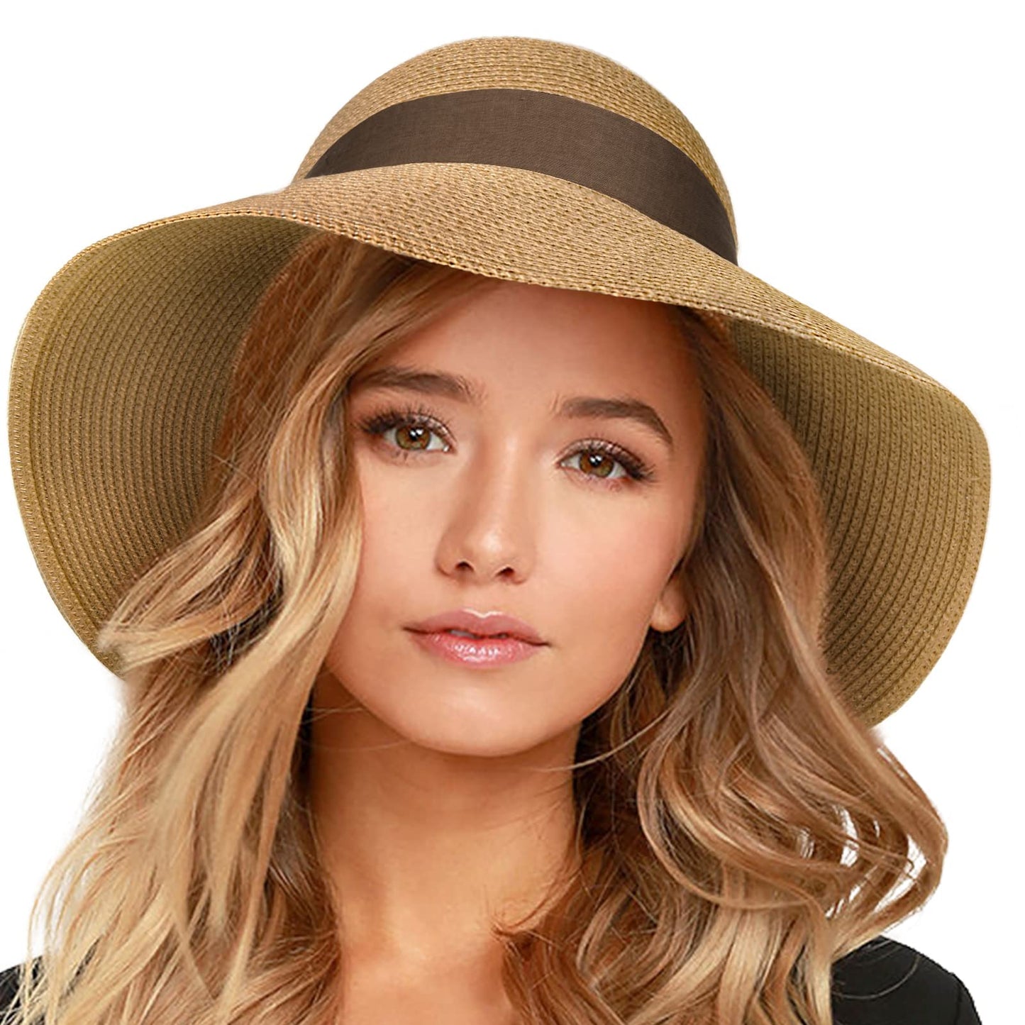 FURTALK Womens Beach Sun Straw Hat UV Protection Travel Packable Foldable Brim Summer UV Hat