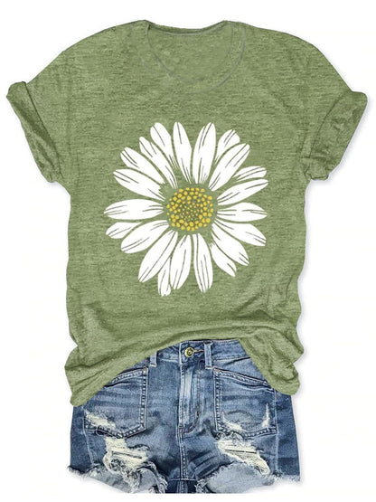 Women's Vintage Floral T Shirt Boho Wildflower Graphic Loose Tees Short Sleeve Casual Tops