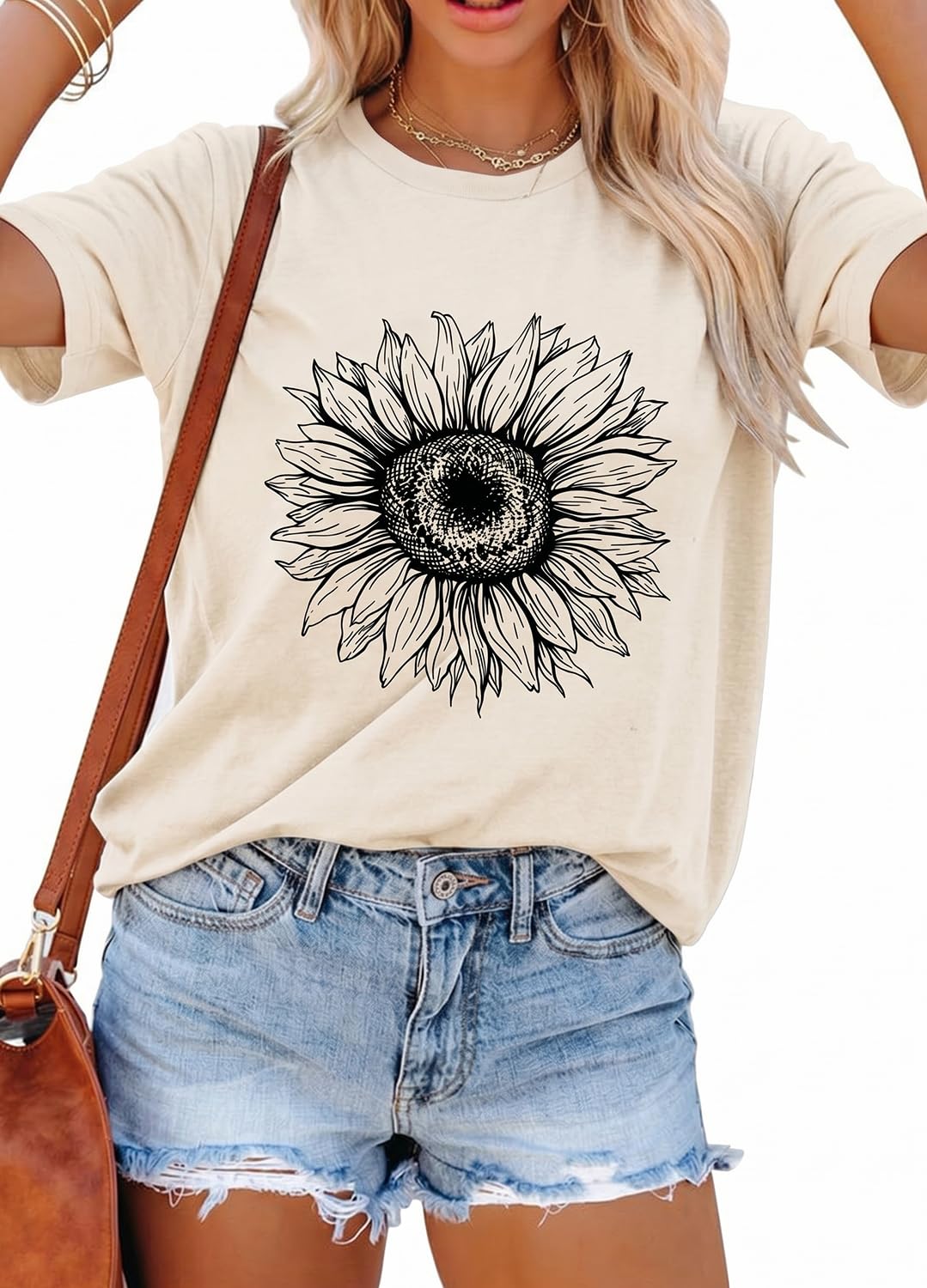 YEXIPO Womens Graphic Tees Short Sleeve Summer Tops Funny Letter Print Crew Neck Casual Loose Cute T Shirts