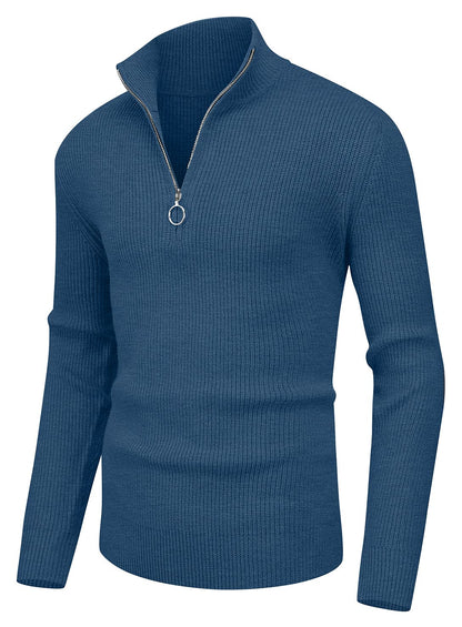 Sailwind Men's Soft Sweaters Quarter Zip Pullover Classic Ribbed Turtleneck Sweater