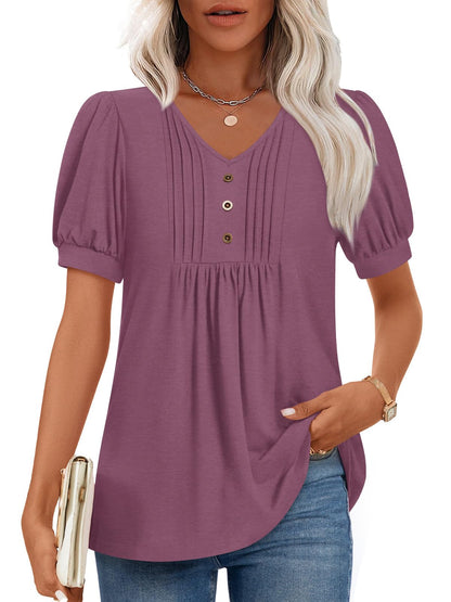 Findsweet Women's Summer Tunic Tops Casual Dressy Blouses Short Sleeve Shirts M-4XL