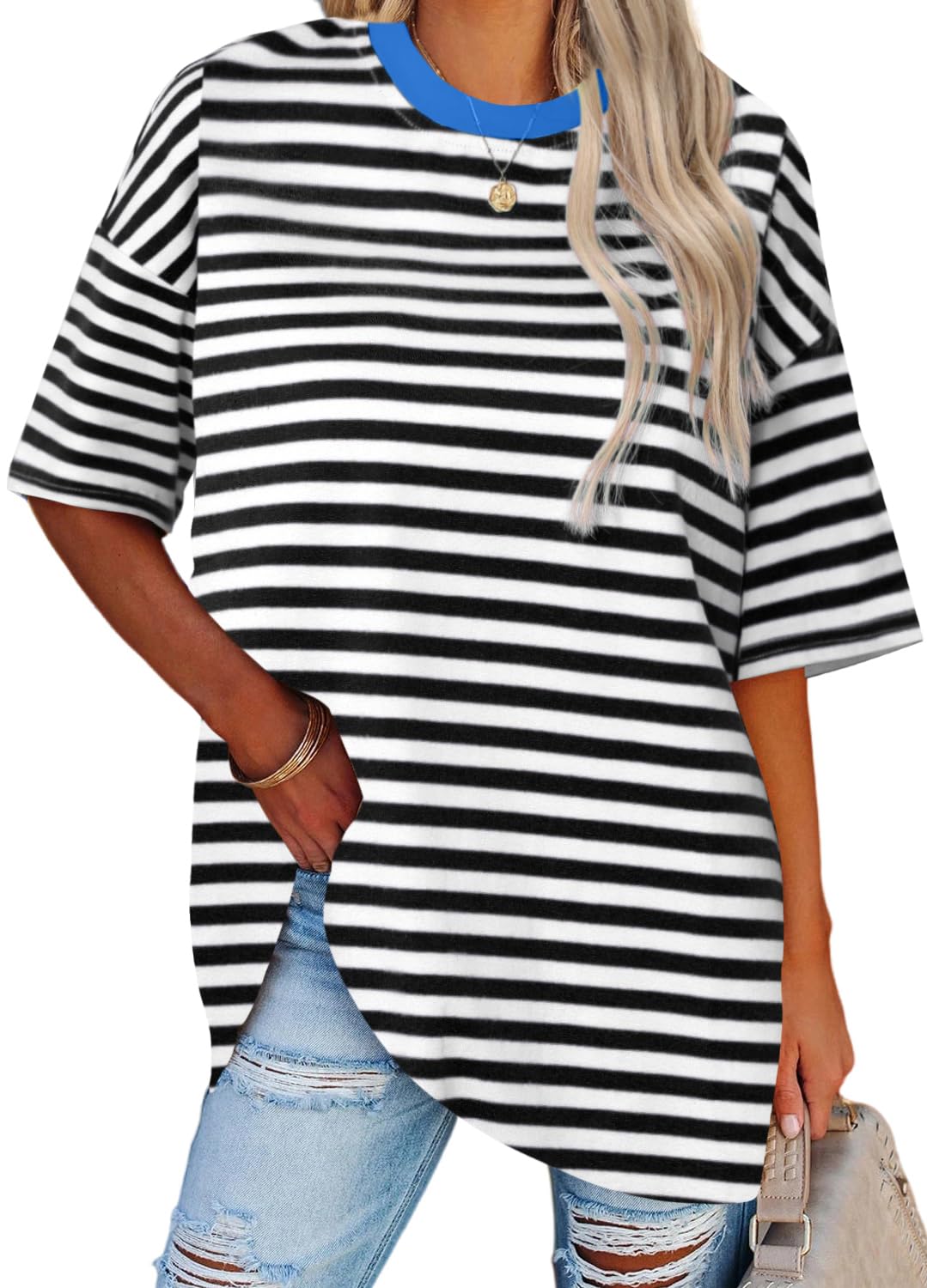 YEXIPO Women's Oversized T Shirts Graphic Tees Summer Short Sleeve Loose Fit Casual Crewneck Plain Tunic Tops