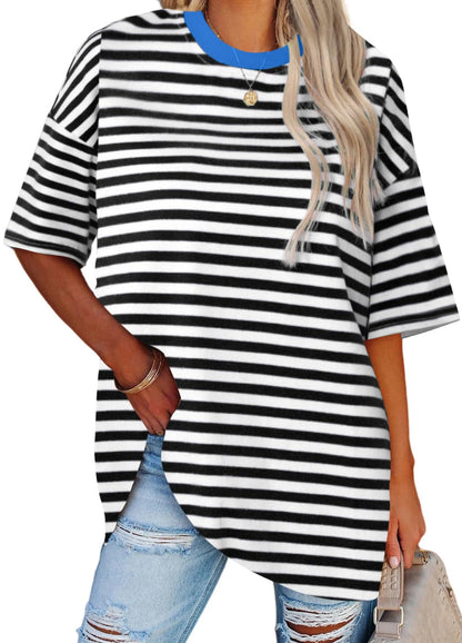 YEXIPO Women's Oversized T Shirts Graphic Tees Summer Short Sleeve Loose Fit Casual Crewneck Plain Tunic Tops