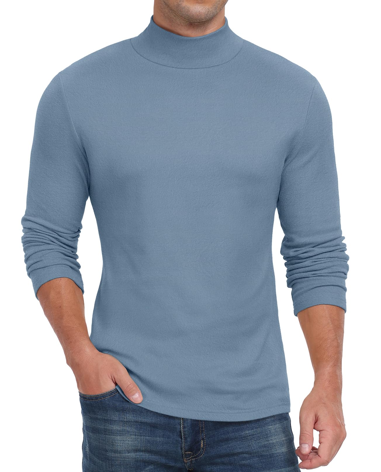 Sailwind Men's Mock Turtleneck Long Sleeve T Shirts Basic Slim Fit Pullover Sweater Thermal Lightweight Tees
