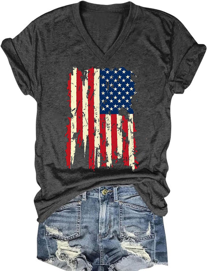 Women's T-Shirts V-Neck Dragonfly Tee Cute Summer Graphic Shirts Vintage Boho Flowers Short Sleeve T Shirt