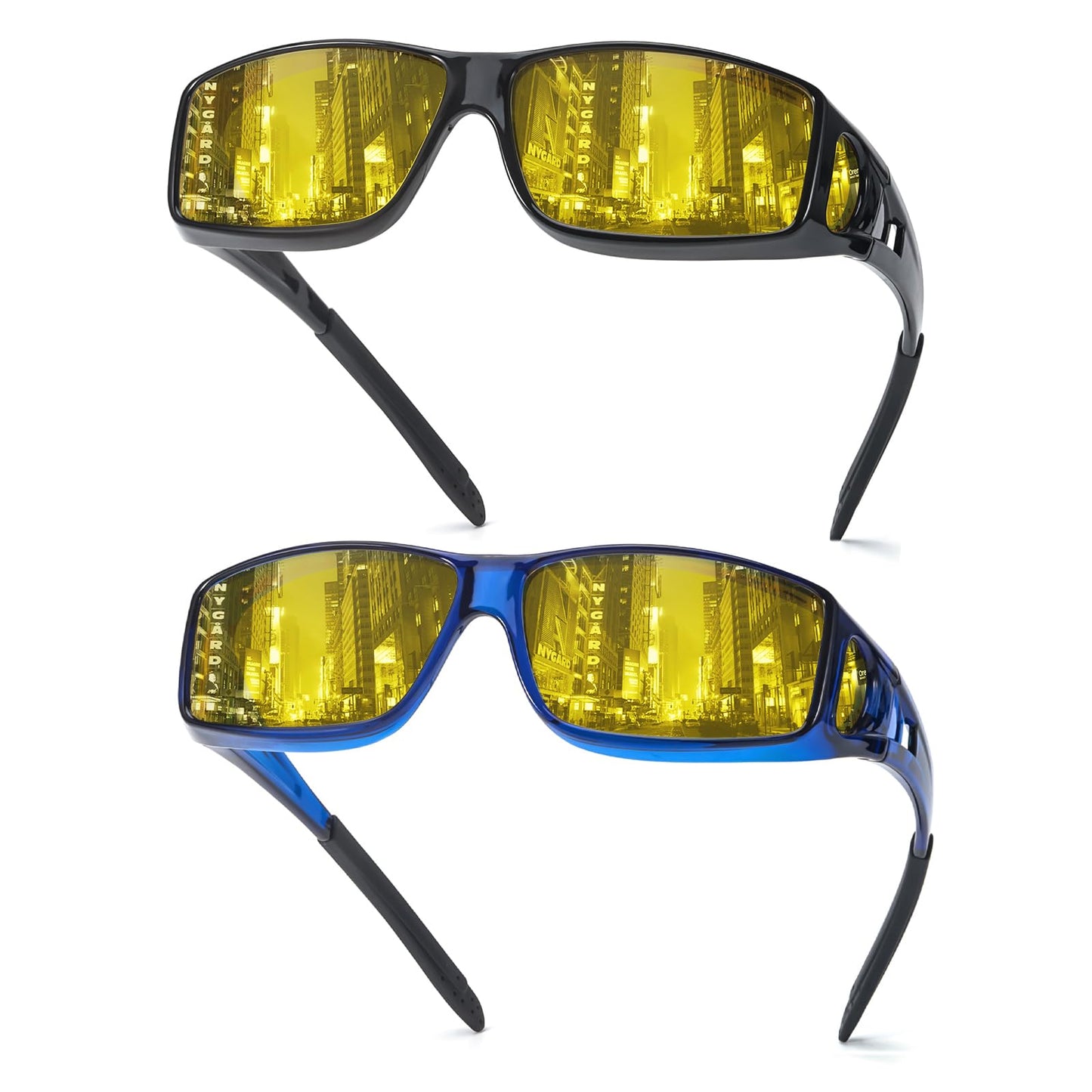 TJUTR Night Vision Driving Glasses Fit Over Glasses for Men Women, Anti Glare Polarized Nighttime Eyeglasses Yellow Lens