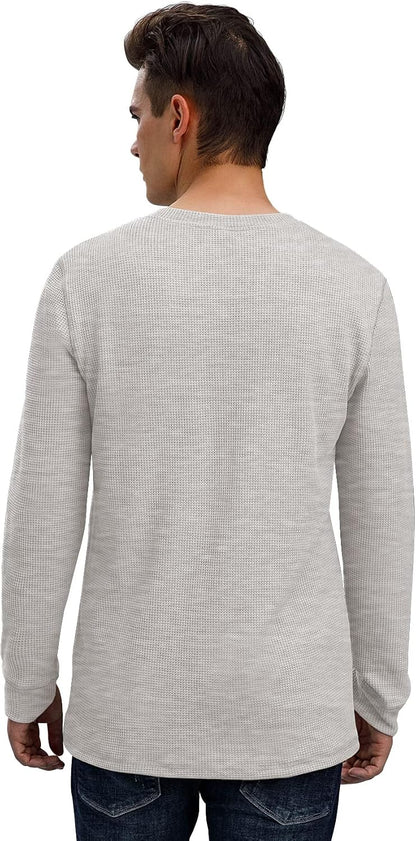 Sailwind Men's Long Sleeve Waffle Henley Casual Henley T-Shirts for Men