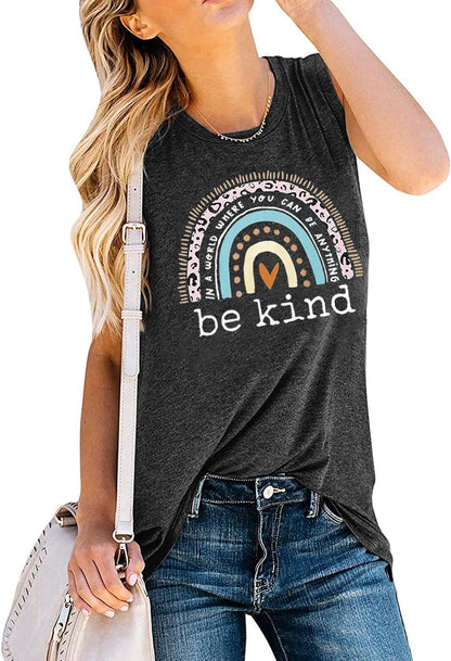 YEXIPO Womens Tank Tops Summer Sleeveless T Shirts Casual Loose Letter Printed Graphic Tees Blouses