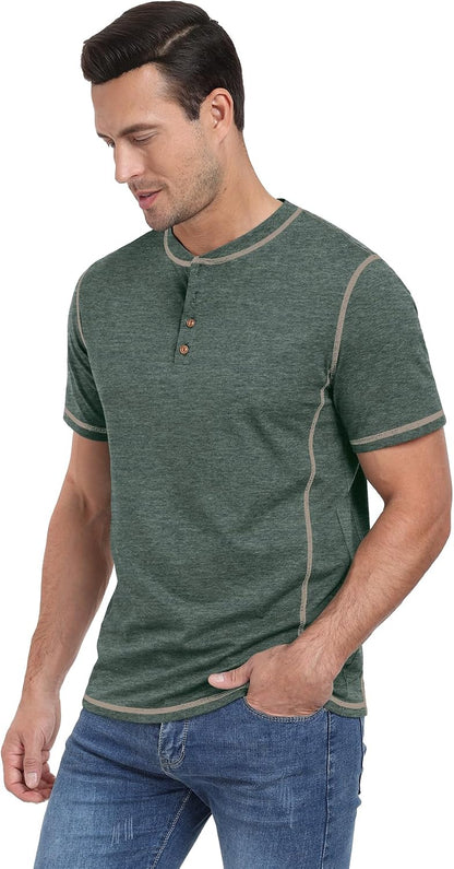 Sailwind Mens Henley Short Sleeve T-Shirt Cotton Maverick Shirt