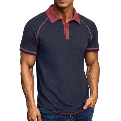 Mens Cotton Polo Shirts Short Sleeve Raglan Collared Casual Summer Fashion Spread Collar Golf Shirts