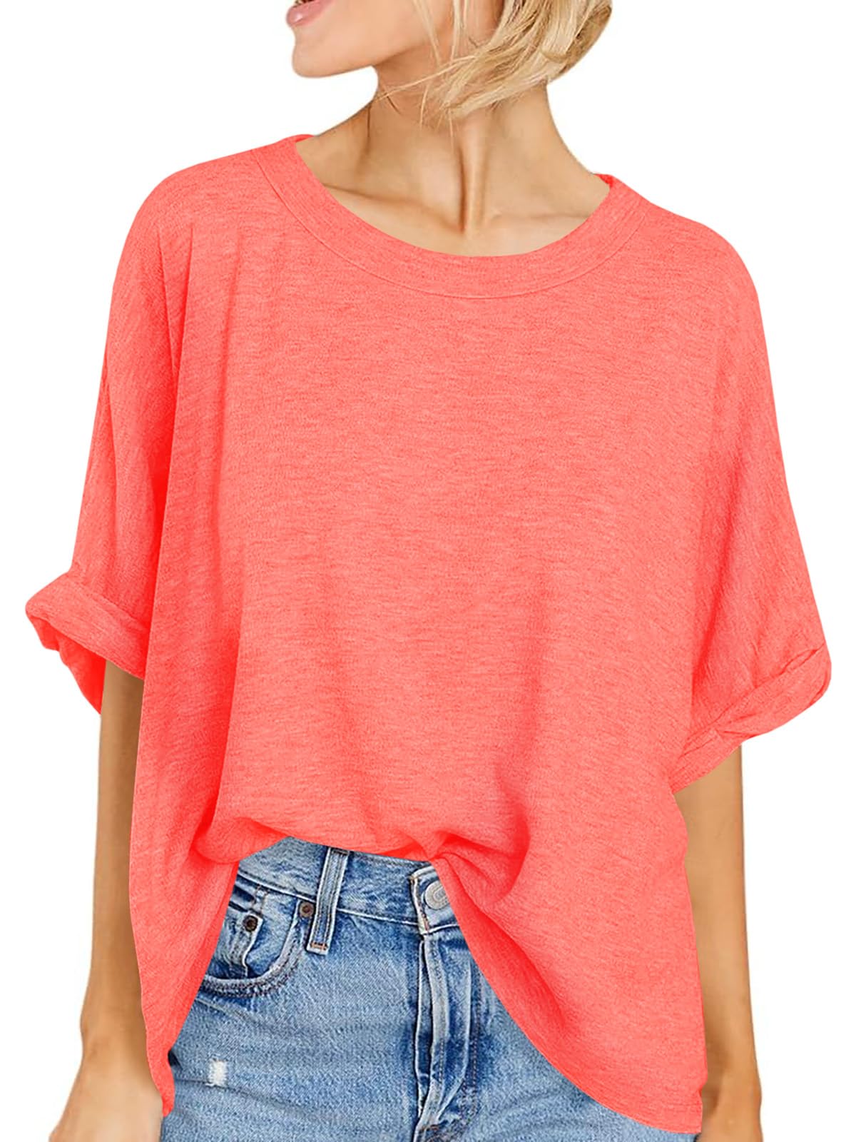 Women Oversized T-Shirt Summer Casual Short Sleeve Loose Tee Tops