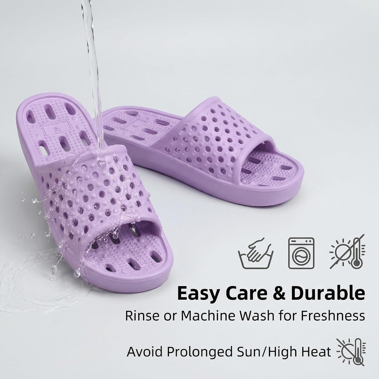 Shower Shoes for Men and Women,Non-Slip Quick-Dry Bath Slippers with Drain Holes,Lightweight Pool, Gym, Bathroom & College Dorm Sandals