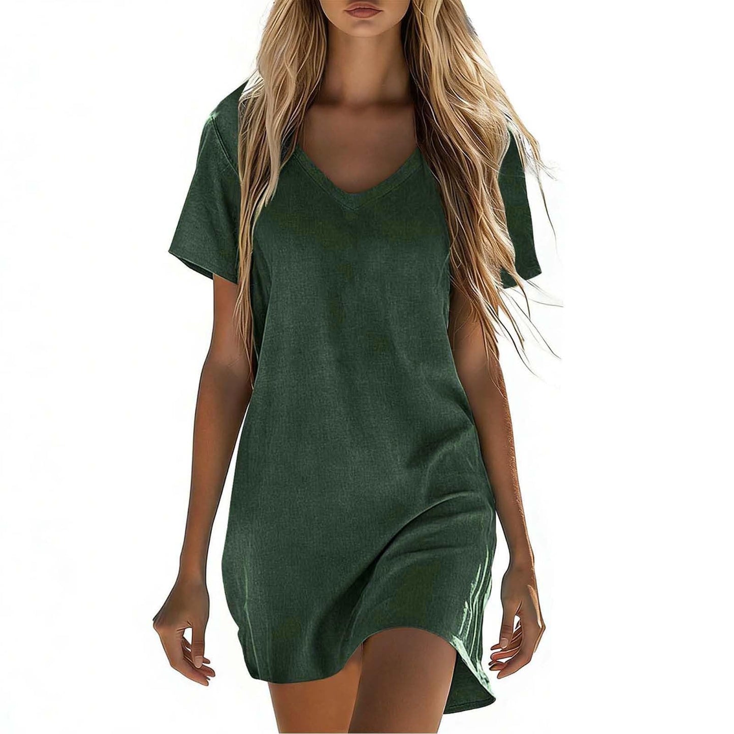 Summer Dresses for Women 2026 Linen Tshirt Dress Casual Beach Vacation Outfits Cotton Boho Short Sleeve Sundresses