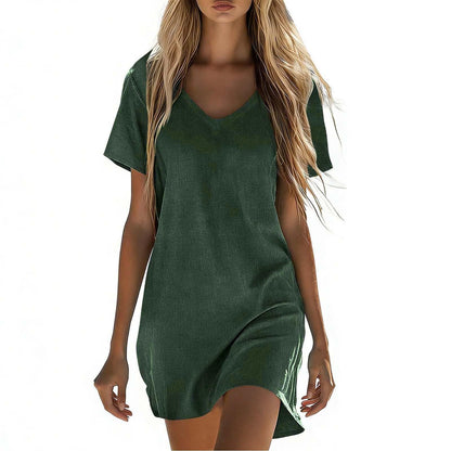 Summer Dresses for Women 2026 Linen Tshirt Dress Casual Beach Vacation Outfits Cotton Boho Short Sleeve Sundresses