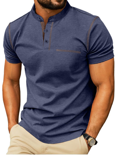 Sailwind Mens Henley Shirts Short Sleeve Summer Casual Classic Cotton T Shirts Pocket Button Shirt
