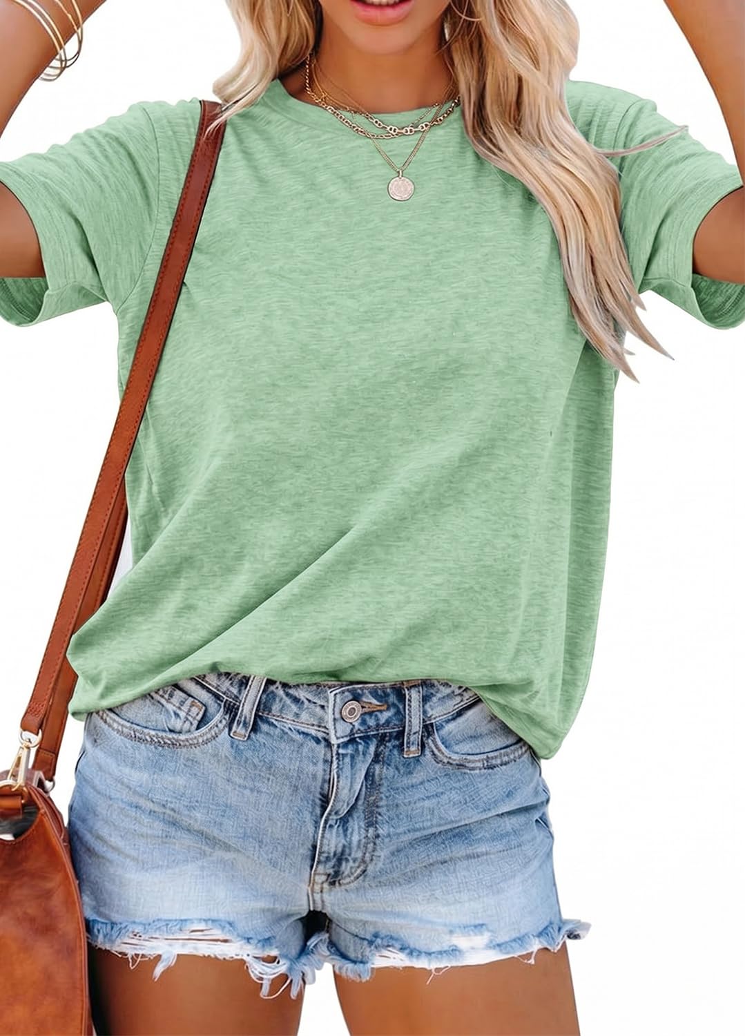 YEXIPO Womens Graphic Tees Short Sleeve Summer Tops Funny Letter Print Crew Neck Casual Loose Cute T Shirts