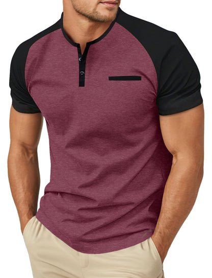 Sailwind Men's Cotton Henley Short Sleeve Casual T-Shirts with Pocket