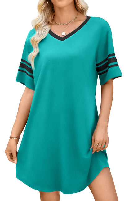 WEACZZY Nightgowns for Women Soft Sleep Shirt V Neck Short Sleeve Loungewear Loose Comfy NightShirts