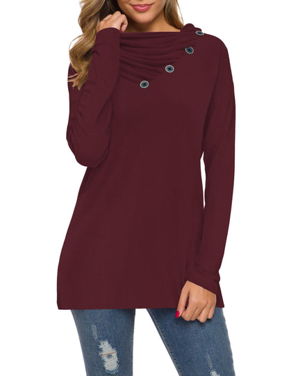 WEACZZY Women's Long Sleeve Shirts Button Cowl Neck Casual Loose Tunic Tops Blouse Dressy Fashion 2026