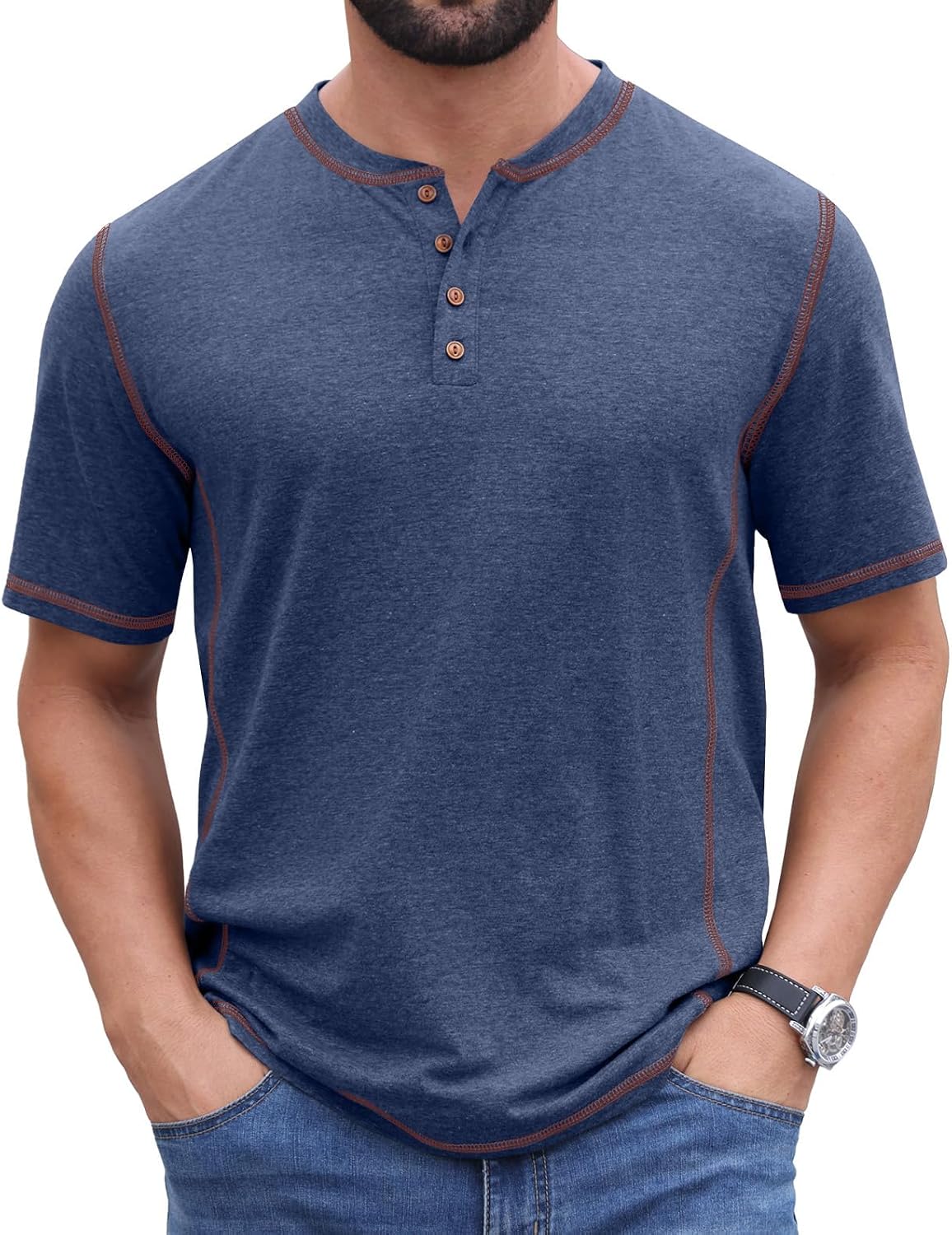 Sailwind Mens Henley Shirts Casual Lightweight Summer T-Shirt Cotton Maverick Short Sleeve