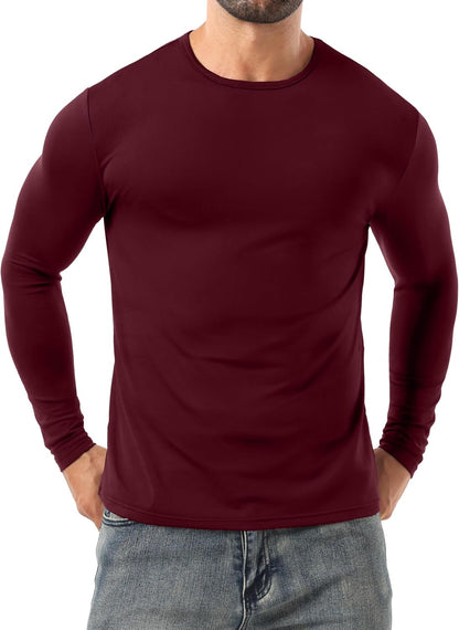 Sailwind Men Base Layer Moisture Wicking Shirts Long Sleeve Thermal Underwear Dark Red