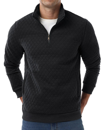 Sailwind Mens Quarter Zip Sweatshirt Long Sleeve Quilted Pullover Casual Mock Neck Polo Sweater
