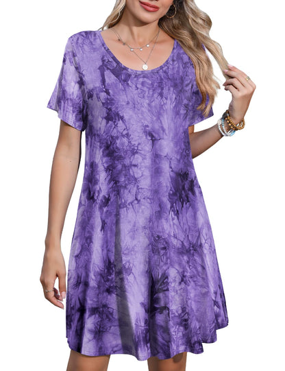 JollieLovin Plus Size Summer T-Shirt Casual Dresses for Curvy Women Flowy Swing