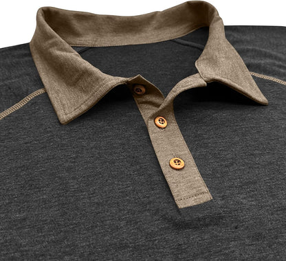 Mens Cotton Polo Shirts Short Sleeve Raglan Collared Casual Summer Fashion Spread Collar Golf Shirts