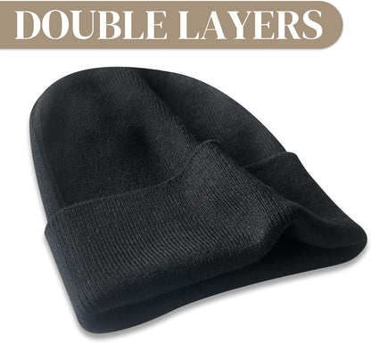 PFFY Beanie for Men Women Unisex Knit Cuffed Plain Winter Beanies Hats Skull Cap