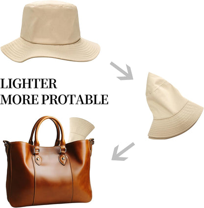 PFFY Bucket Hat for Women Men Lightweight Sun Beach Fishing Cap with Detachable Chin Strap Khaki（with Chin Strap）