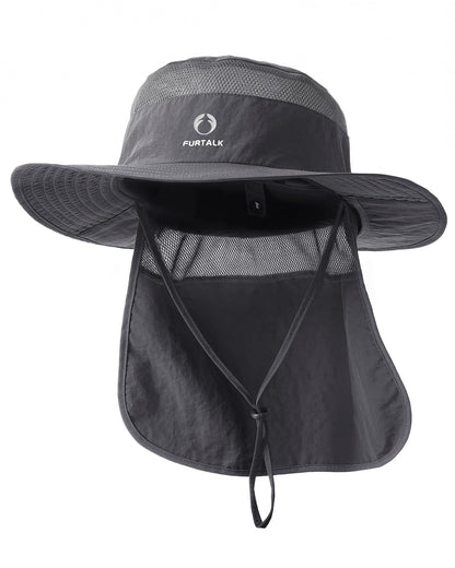 FURTALK Sun Hats for Men Women Fishing Hat with Neck Flap UPF 80+ Breathable Wide Brim Hiking Safari Summer Bucket Hats
