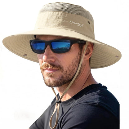 FURTALK Sun Hats for Men Women UPF Sun Protection Breathable Wide Brim | Nylon UV Protection, Breathable Adjustable, 2-in-1 Wide Brim, Packable Water-Resistant, Fishing Hiking Summer