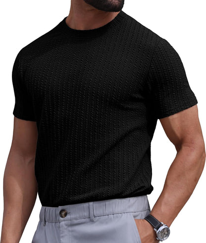 Sailwind Men’s Knit T Shirt Short Sleeve Crewneck Textured Casual Summer Knitted Pullover Tee