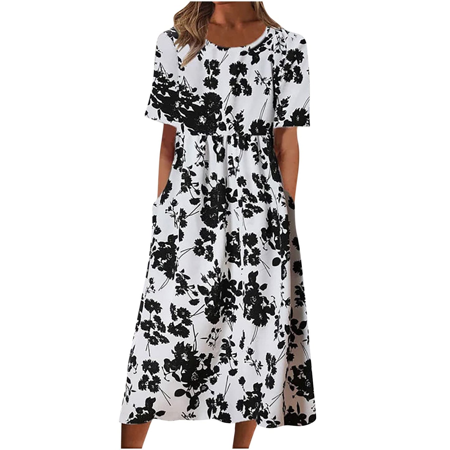 fartey Tshirt Dress for Women 2026 Casual Plus Size Summer Midi Dress Boho Floral Print Loose Flowy Long Dresses with Pockets
