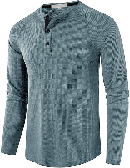 sandbank Men's Henley Casual T-Shirts Fashion Long Sleeve Shirt Lightweight Button T-Shirts