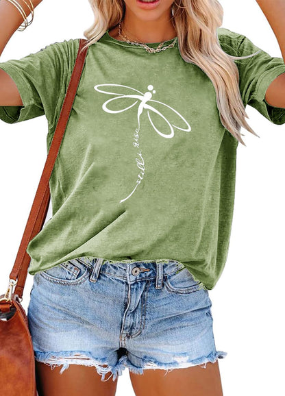 YEXIPO Womens Graphic Tees Short Sleeve Summer Tops Funny Letter Print Crew Neck Casual Loose Cute T Shirts