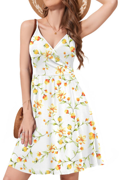 WEACZZY Women's 2026 Summer Dresses V Neck Spaghetti Strap Sundress Casual Beach Flowy Mini Dress with Pockets