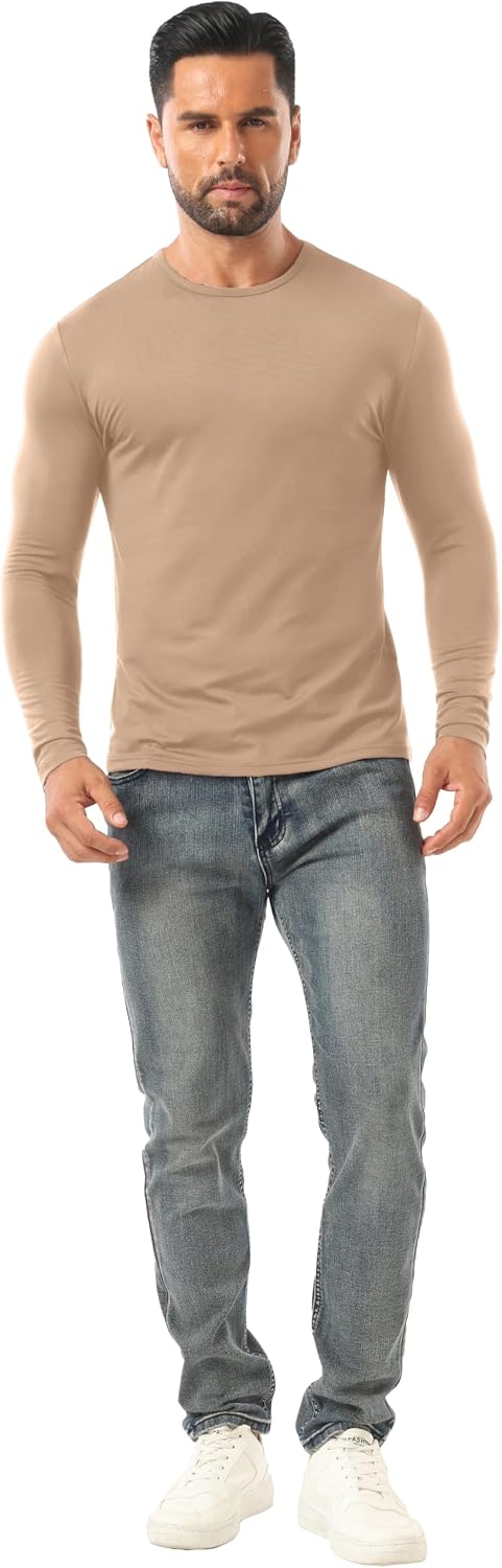 Sailwind Men Thermal Underwear for Men Long Sleeve Lightweight CrewCompression Shirt Khaki