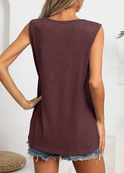 YEXIPO Womens Tank Tops Loose Fit 2026 Summer Casual Scoop Neck Sleeveless Shirts Tank Top with Pocket