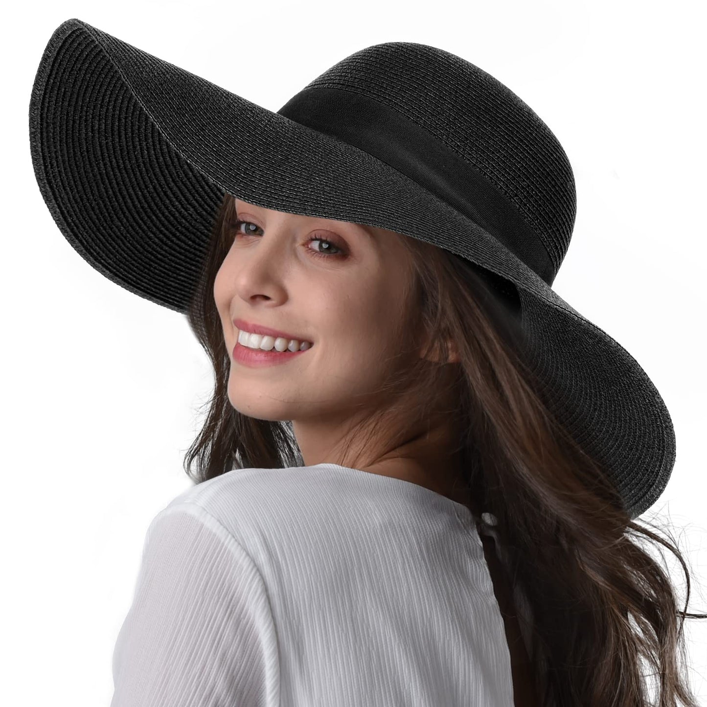 FURTALK Womens Sun Straw Hat Wide Brim Summer Hat Foldable Packable Floppy Beach Hats for Women