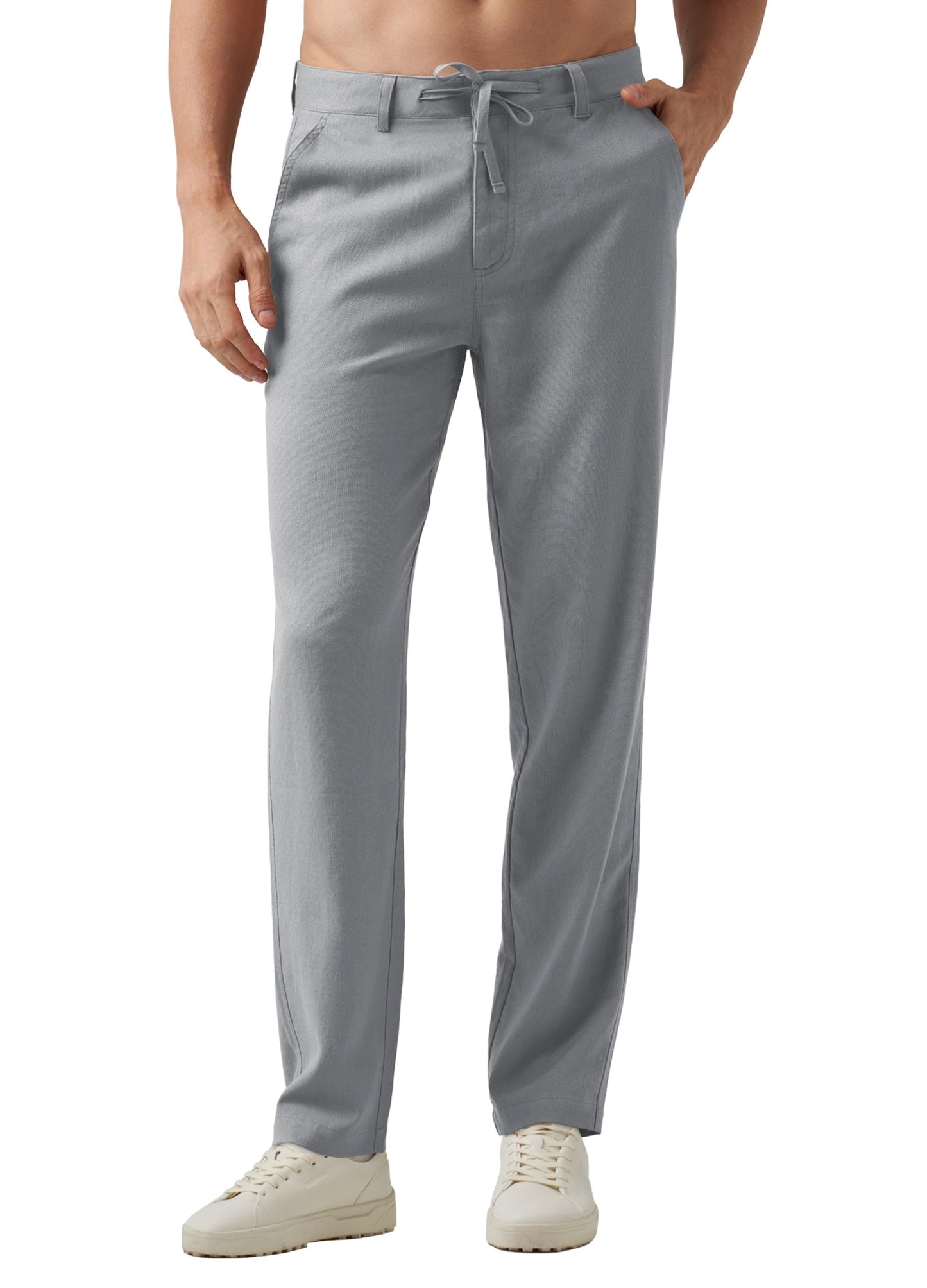 Willit Men's Linen Pants Casual Linen Dress Pants Drawstring Beach Summer Lightweight Trousers 29" 30" 32"
