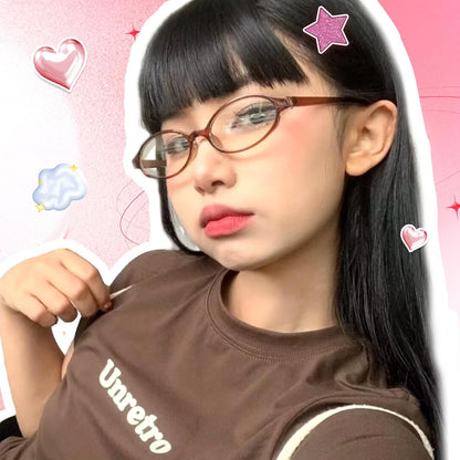 TJUTR Office-Siren Bayonetta Glasses, Blue Light Computer Glasses for Women, Y2K Small Rectangle Frame Eyewear Anti Eyestrain