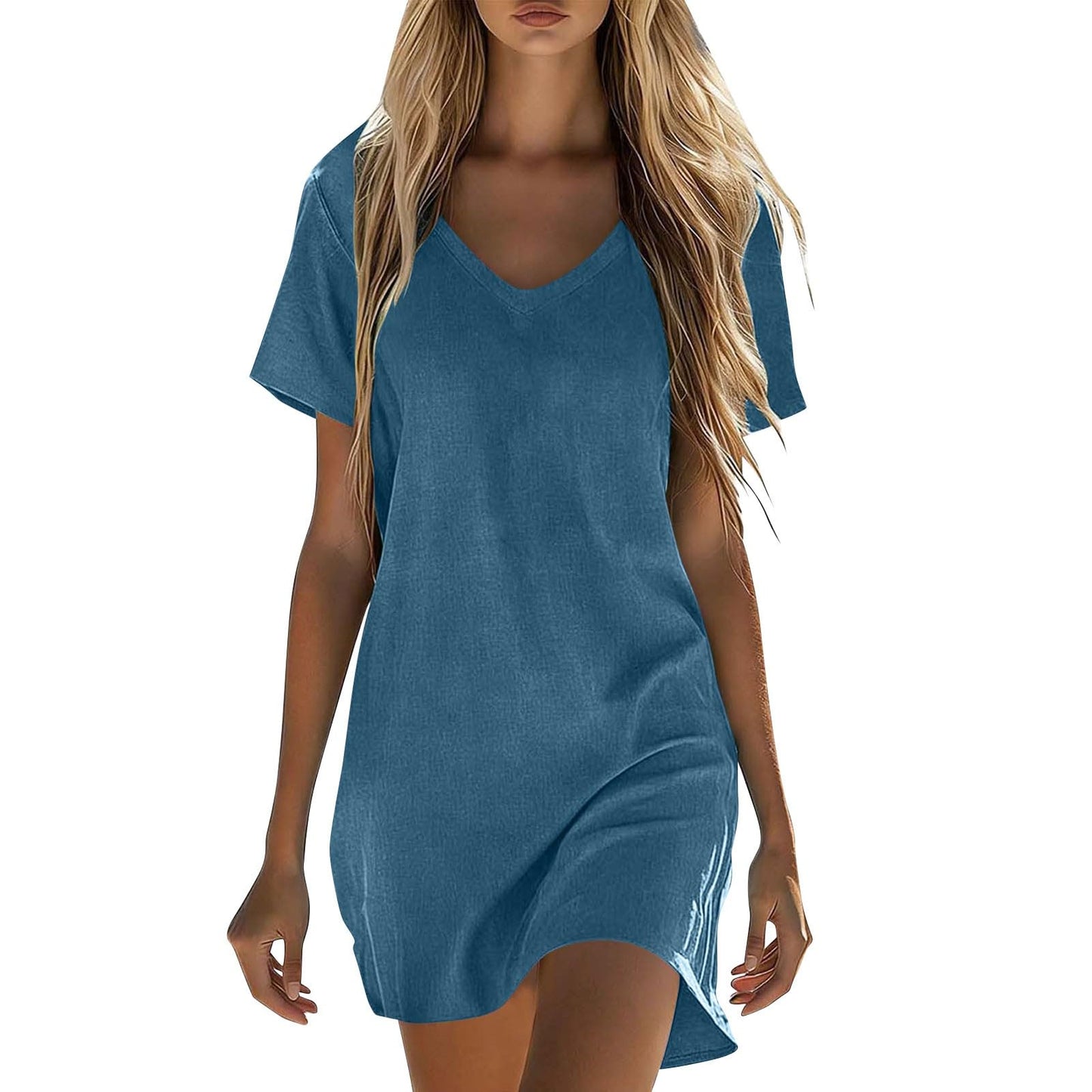 Summer Dresses for Women 2026 Linen Tshirt Dress Casual Beach Vacation Outfits Cotton Boho Short Sleeve Sundresses